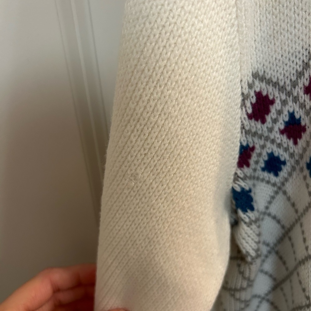 Vintage Amana Woolen Mills Nordic Geometric Cream Knit Sweater Women’s Size 38 - Picture 7 of 7